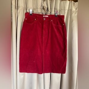 Faded Glory Red Corduroy Pencil Skirt